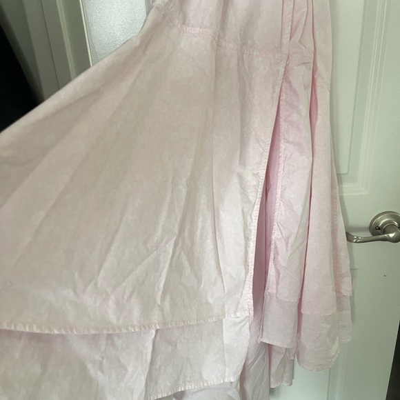 GANNI Wrap Midi Pastel Pink Poplin Floral Cherry Blossom Puff Sleeve Dress - Picture 5 of 8